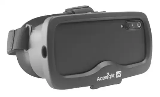 VR headset with adjustable strap.