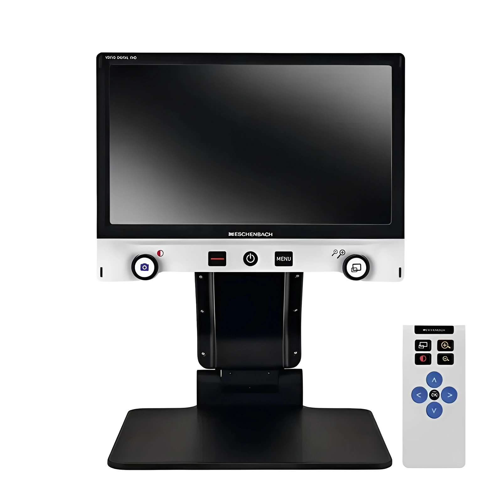 Electronic magnifier with remote control device.