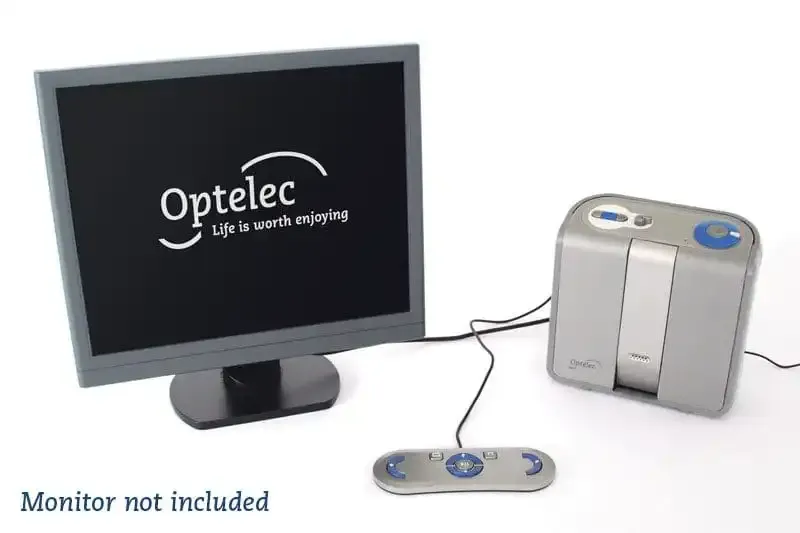 Electronic device setup with monitor and control.